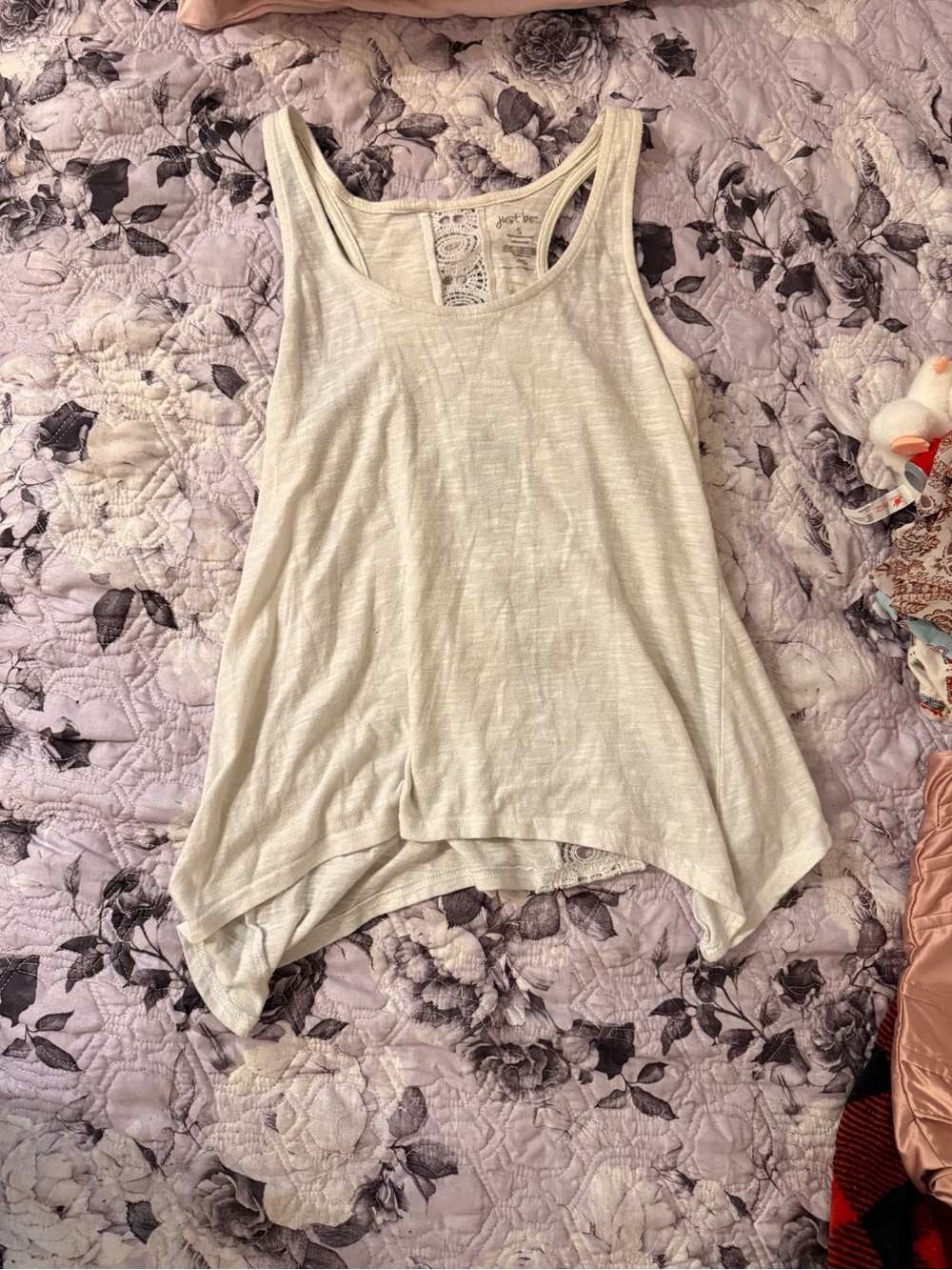 Light Cream Racerback Tank Top with Lace Detail